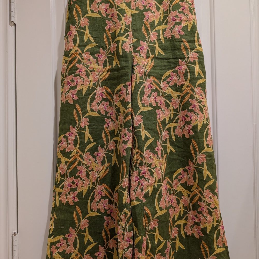 Floral Linen High Waisted Palazzo Pants